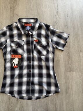 Dixxon Shirt Womens Black Plaid D-Lux proprietary Bamboo Blend‎ Medium